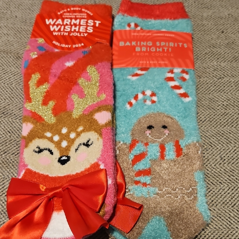 Bath & Body Works Festive Socks with Red and Blue Accents